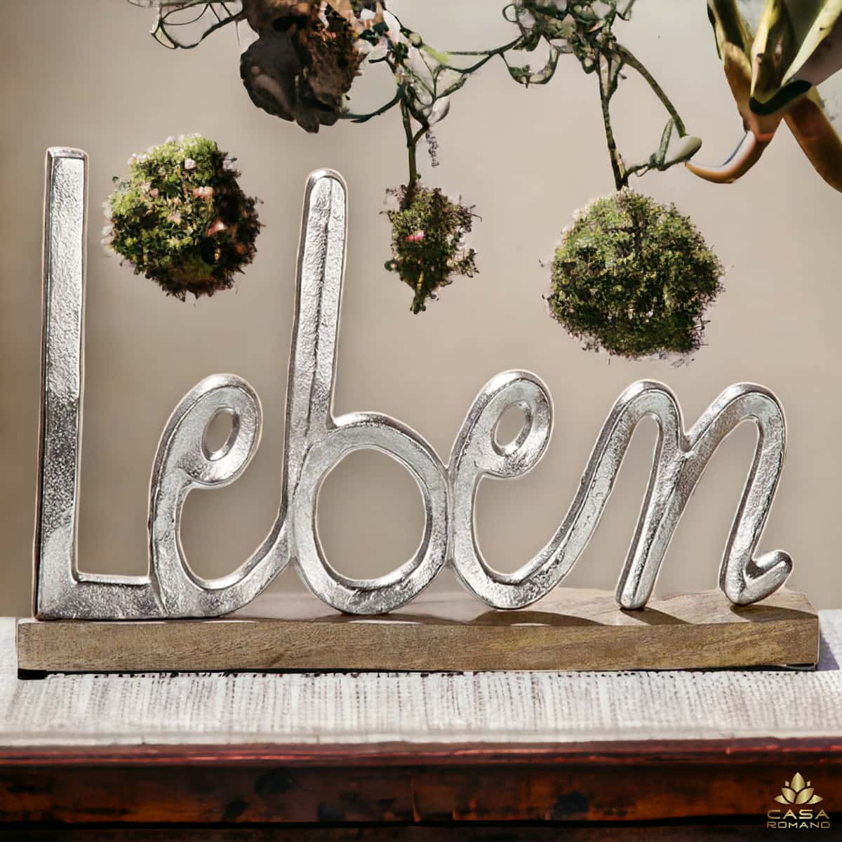 Aluminium Schriftzug "Leben" – Moderner Wanddeko
