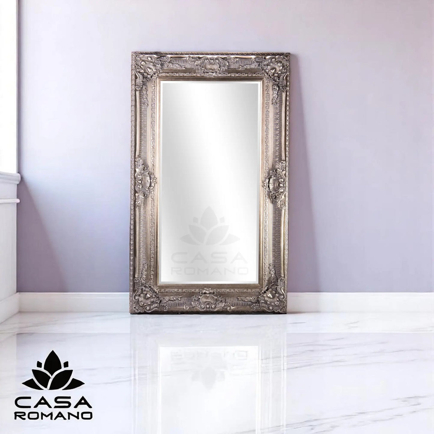 Baroque mirror in antique silver – elegance with character H147cm