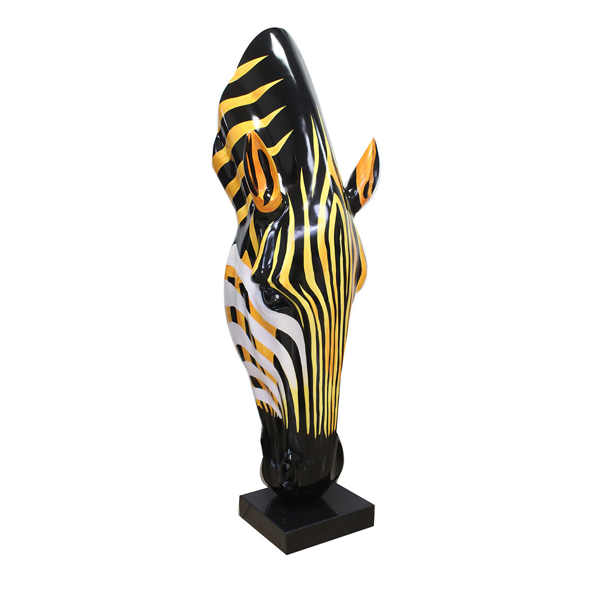 Zebrakopf Skulptur – Figur in Marmor-Optik mit Sockel, 50 cm