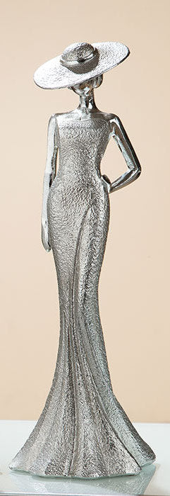 Lady Skulptur Silber – Elegante Dekofigur mit Arm an der Seite 30 cm | CASA ROMANO