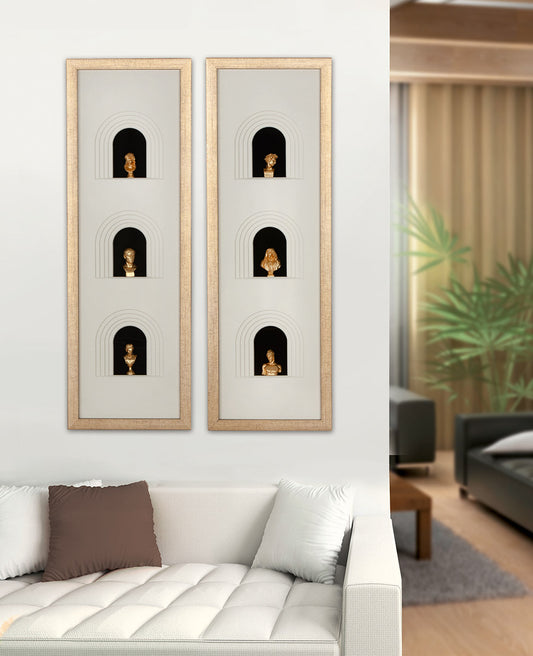 Design Wandbild „Ionic“ 90x30 cm – 3D Kunst mit goldenen Akzenten | CASA ROMANO