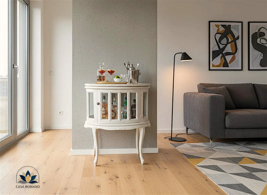 Bar-Vitrine / kleine Hausbar mit Glas und abnehmbarer Servierplatte | CASA ROMANO