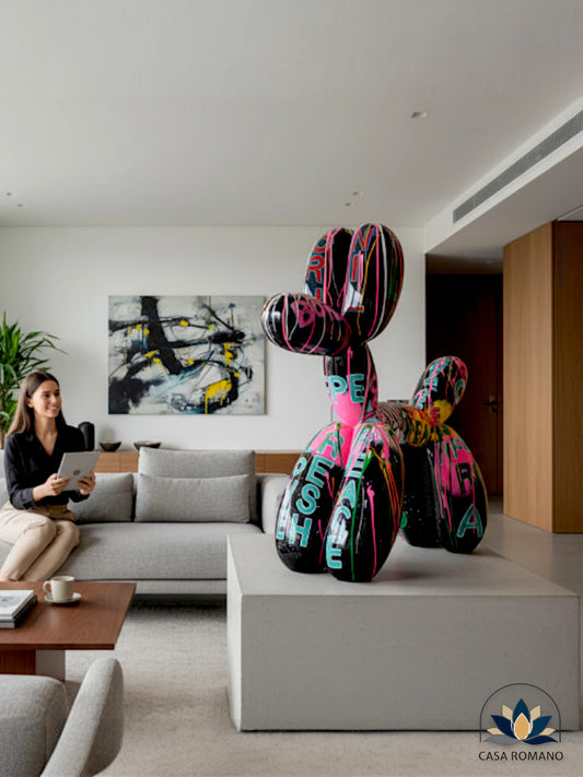 Design Skulptur Ballonhund Nero Arte schwarz 120 cm â modernes XXL Kunstobjekt Wohnraum