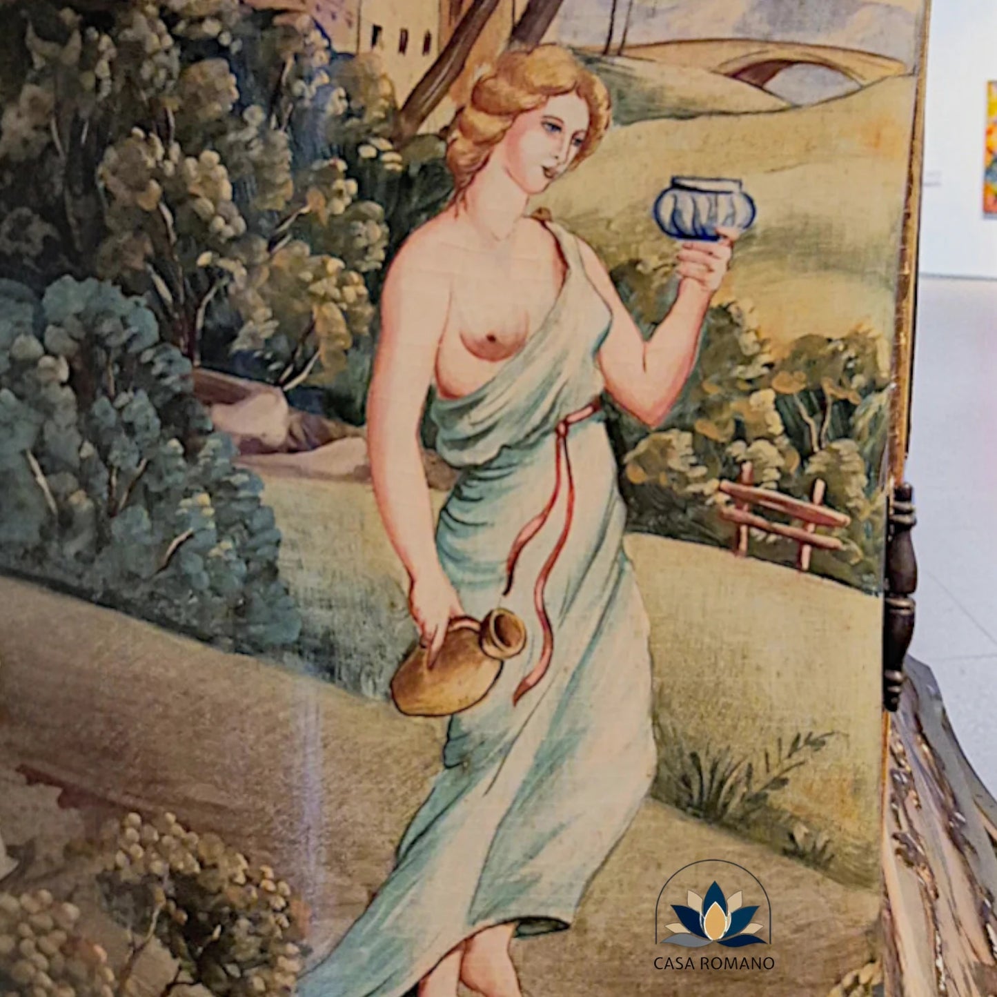 Handbemalter venezianischer Sekretär mit Vitrine, Künstler-Malerei & Blattgold | CASA ROMANO