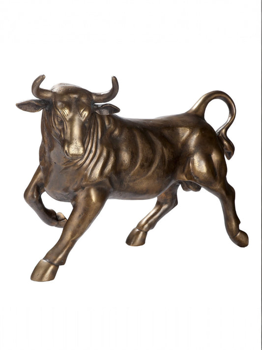 Stierfigur Bronzeoptik – Dekorative Skulptur aus Aluminium 57 cm | CASA ROMANO