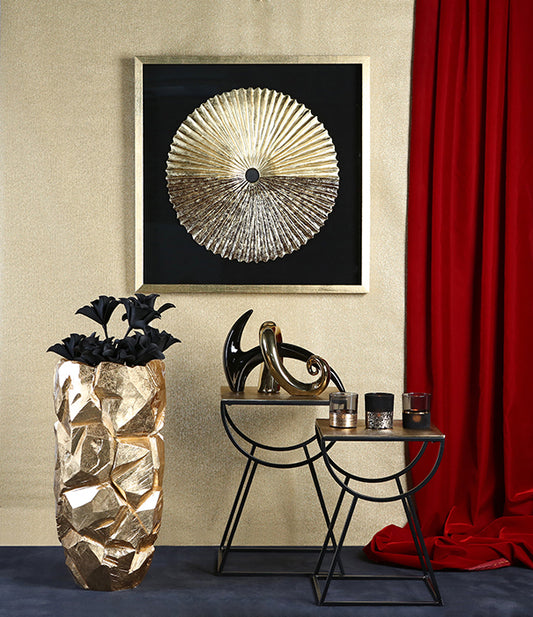 Wandbild „Plato“ – 3D Glasbild gold schwarz 80 × 80 cm | CASA ROMANO