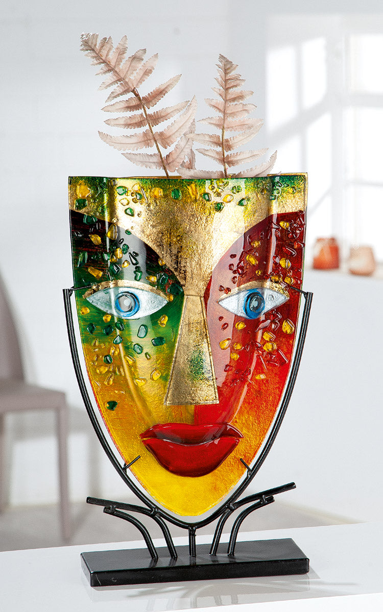 „Glasfigur ‚Blue Eye‘ – Handbemalte Gesichts-Skulptur“