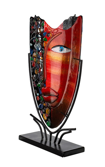 Bodenvase „Visage“ – Handbemalte Gesichts-Skulptur aus Glas