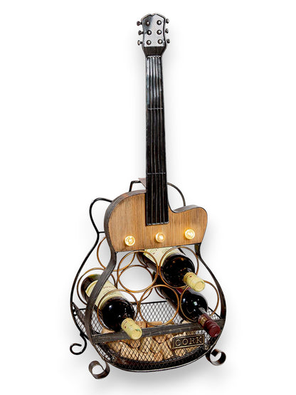 Weinregal Gitarre "Cork" – Weinflaschenhalter mit Beleuchtung
