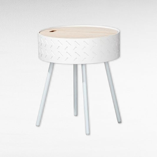 Beistelltisch Rund Weiß – Moderner Aufbewahrungstisc