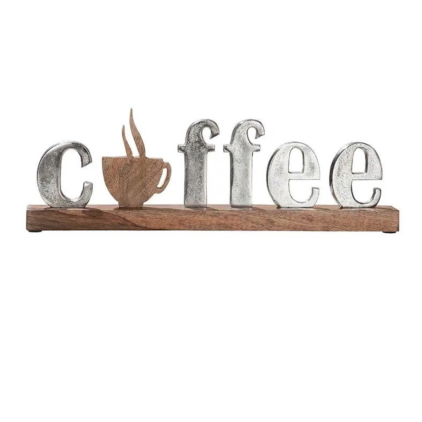 Schriftzug "Coffee" mit Kaffeetasse – Mangoholz-Deko