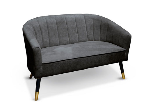 Sofa "Sole" – Grauer Textilbezug & schwarz/goldfarbene Füße