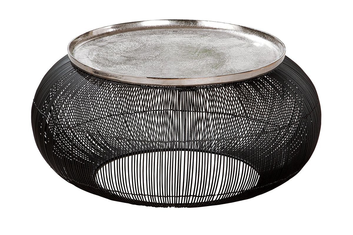 Beistelltisch "Puntual" – Rund, Aluminium Schwarz & Silber | Ø 64 cm