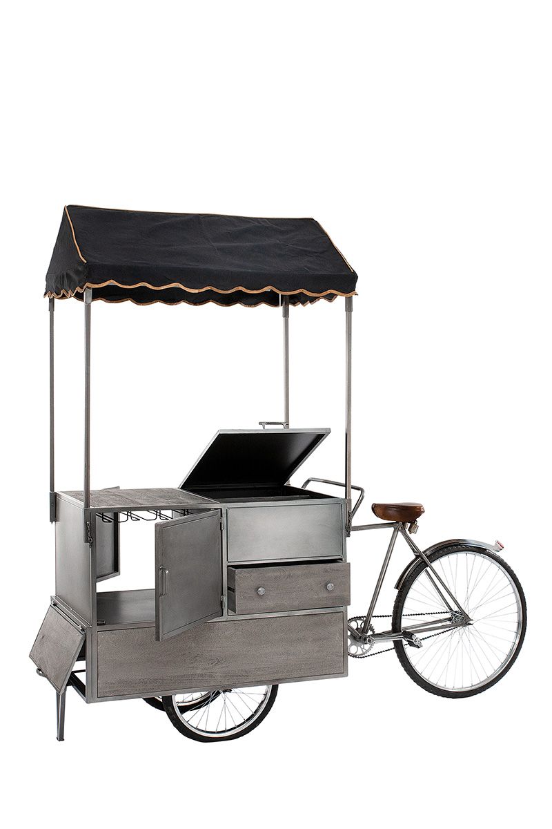 Weinregal „Büdchen“ im Fahrradstil – Mangoholz & Metall