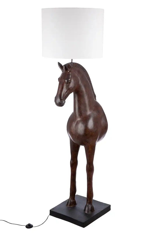 Stehleuchte "Caballo" – Kunstharz, braun & creme
