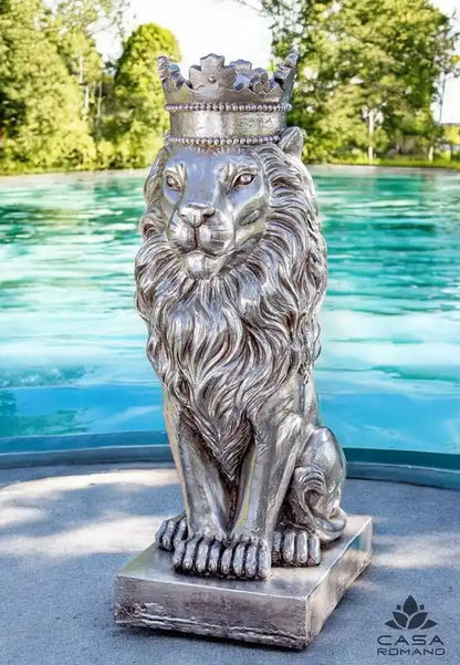 Skulptur Löwe "Könige der Tiere" – Silber mit metallischer Optik