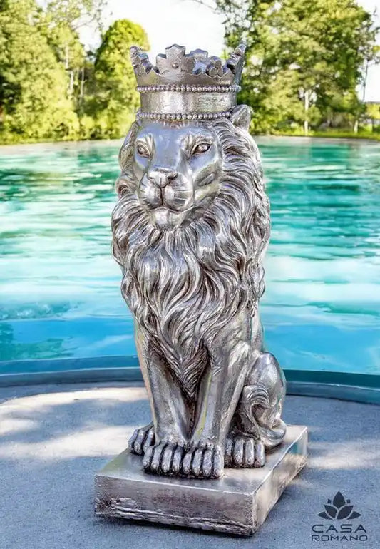 Skulptur Löwe "Könige der Tiere" – Silber mit metallischer Optik