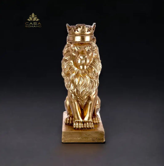 Skulptur Löwe "Könige der Tiere" – Gold mit metallischer Optik
