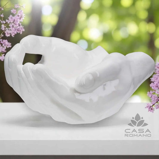 Weiße Buddha-Händeschale aus Keramik
