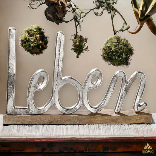 Aluminium Schriftzug "Leben" – Moderner Wanddeko