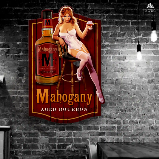 Blechschild Pin Up "Mahogany Bourbon"