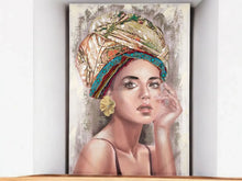 3D-Leinwandbild Frau mit Textil-Kopftuch – 100×70 cm | CASA ROMANO