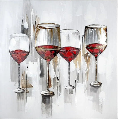 „Weinprobe“ – Leinwandbild mit Weinglas-Motiv in Grau und Rot