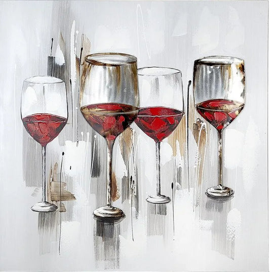 „Weinprobe“ – Leinwandbild mit Weinglas-Motiv in Grau und Rot