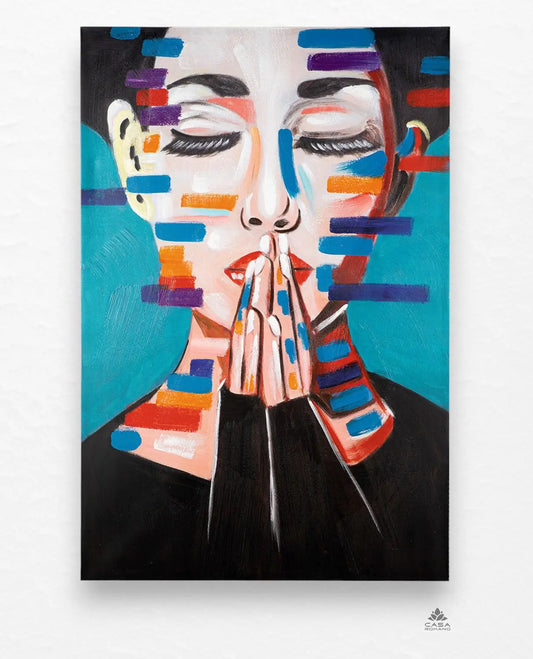 „Ms Mystery“ – Handbemaltes Leinwandbild mit Fraumotiv
