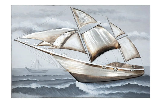 „Segelboot“ – 3D-Optik Leinwandbild mit Alu-Elementen