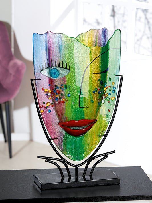 Bodenvase „Amour“ – Handbemalte Glasfigur mit Gesichtsdesign
