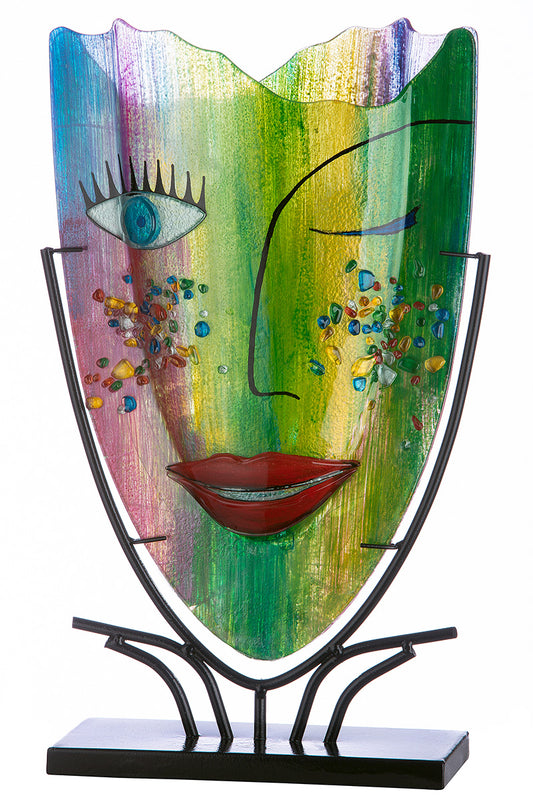 Bodenvase „Amour“ – Handbemalte Glasfigur mit Gesichtsdesign