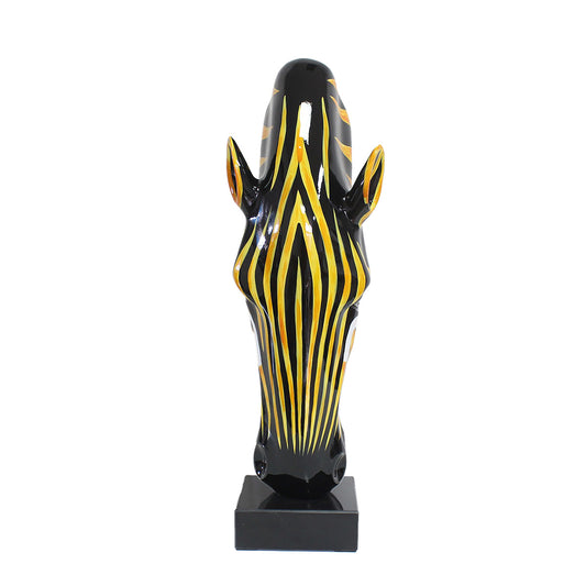 Zebrakopf Skulptur – Figur in Marmor-Optik mit Sockel, 50 cm