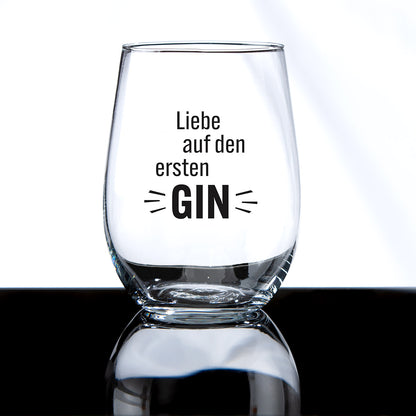 Gin Glas „Liebe auf den ersten GIN“ – Geschenkset mit Untersetzer & Box | CASA ROMANO