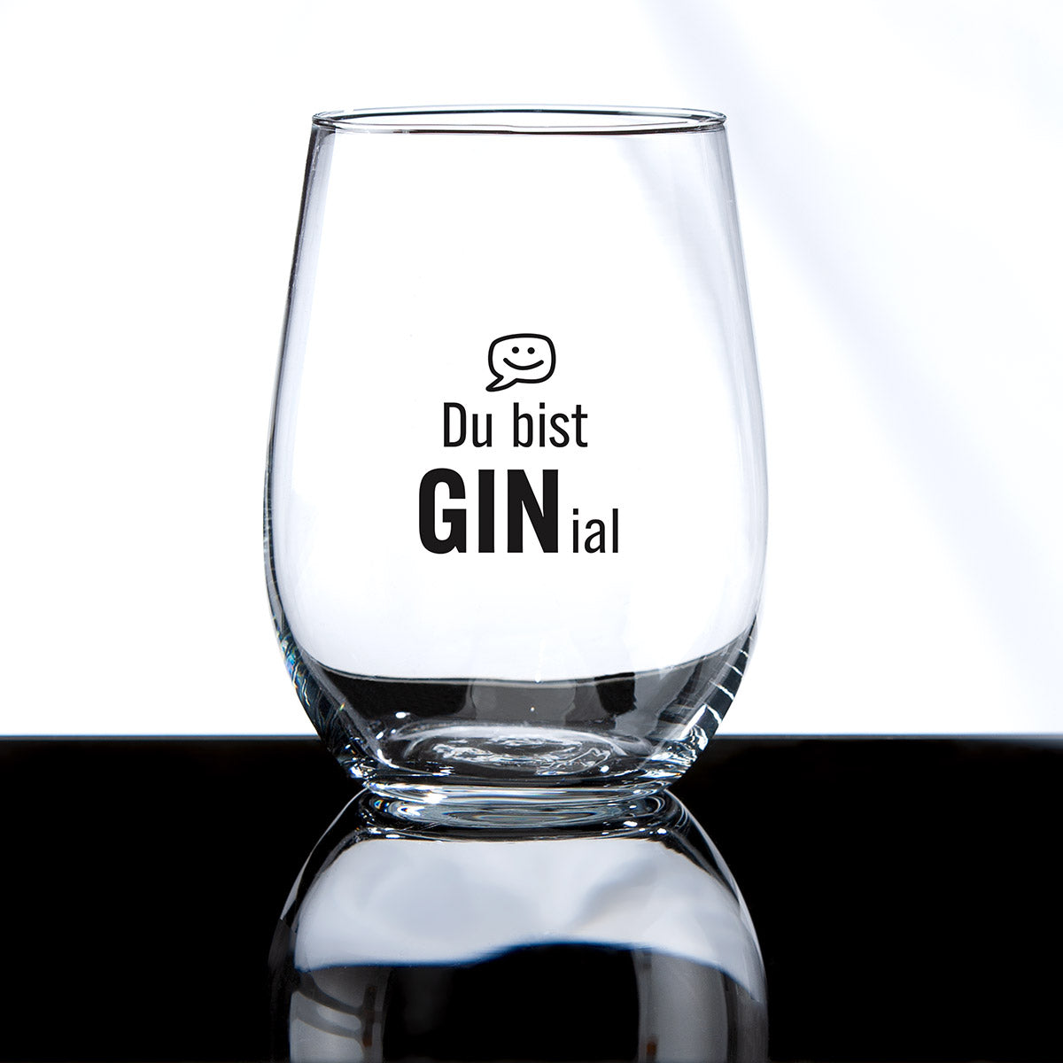 Gin Glas „Du bist GINial“ – Geschenkset mit Untersetzer & Box | CASA ROMANO
