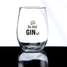 Gin Glas „Du bist GINial“ – Geschenkset mit Untersetzer & Box | CASA ROMANO