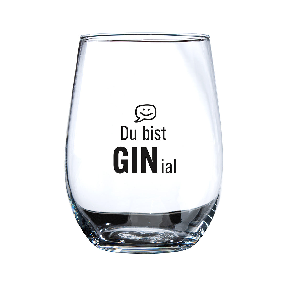 Gin Glas „Du bist GINial“ – Geschenkset mit Untersetzer & Box | CASA ROMANO