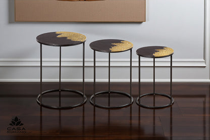 Beistelltisch-Set „Loro“ – stilvoller Glanz in Schwarz & Gold