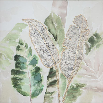 Natur Leinwandbild mit Blattmotiv – 100 × 100 cm | CASA ROMANO