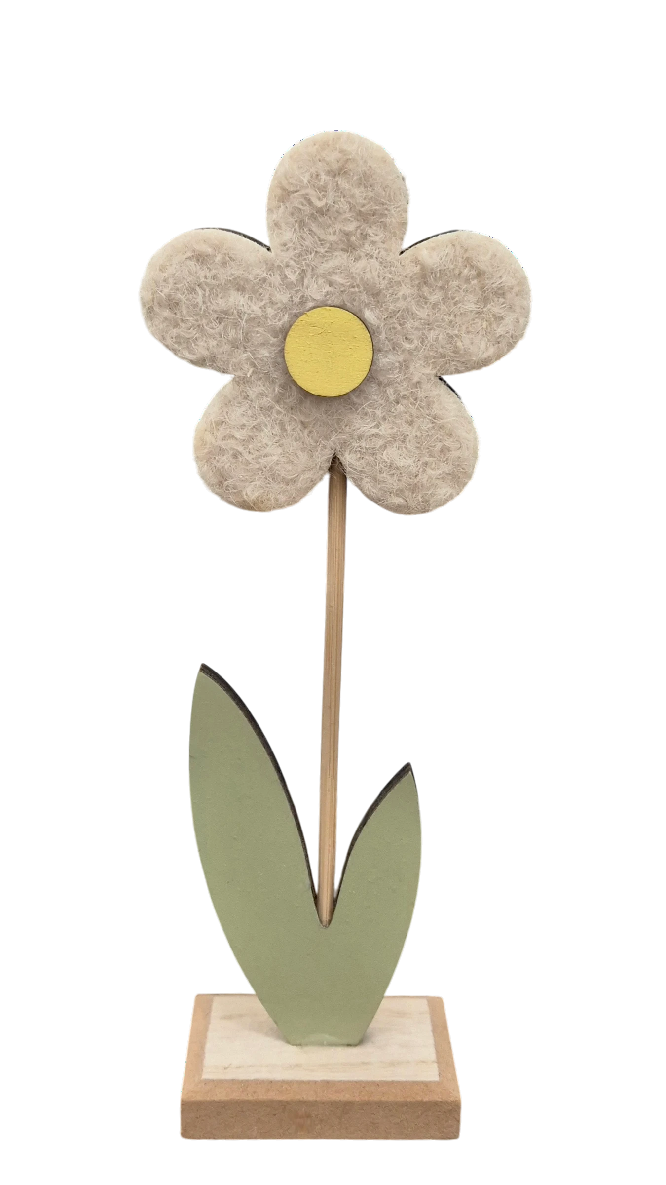 Dekorative Filz-Blume auf Holzsockel – 21 cm | CASA ROMANO