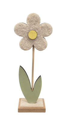Dekorative Filz-Blume auf Holzsockel – 21 cm | CASA ROMANO