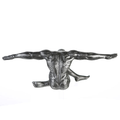 Skulptur „Cliffhanger“ – silberfarben, Kunstharz (12 x 33)