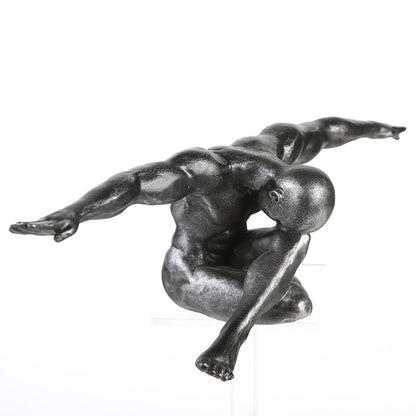 Skulptur „Cliffhanger“ – silberfarben, Kunstharz (12 x 33)