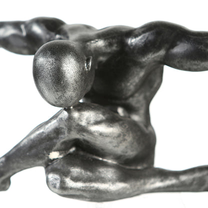 Skulptur „Cliffhanger“ – silberfarben, Kunstharz (12 x 33)