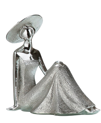 Lady Skulptur Silber – Sitzende Dekofigur 17 cm | CASA ROMANO