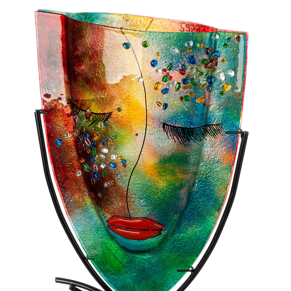 Glasvase „Violet“ 47 cm – Handbemalte Gesichts-Vase | CASA ROMANO