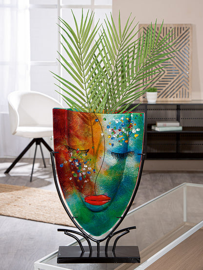 Glasvase „Violet“ 47 cm – Handbemalte Gesichts-Vase | CASA ROMANO
