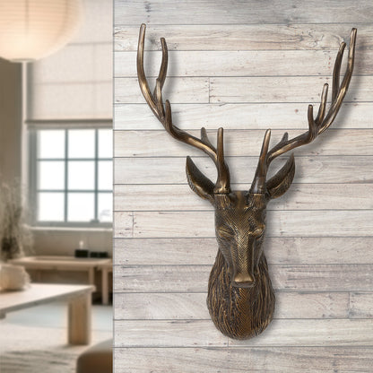 Wandobjekt Hirsch „Liam“ – Aluminium in Bronzefinish, 55 cm