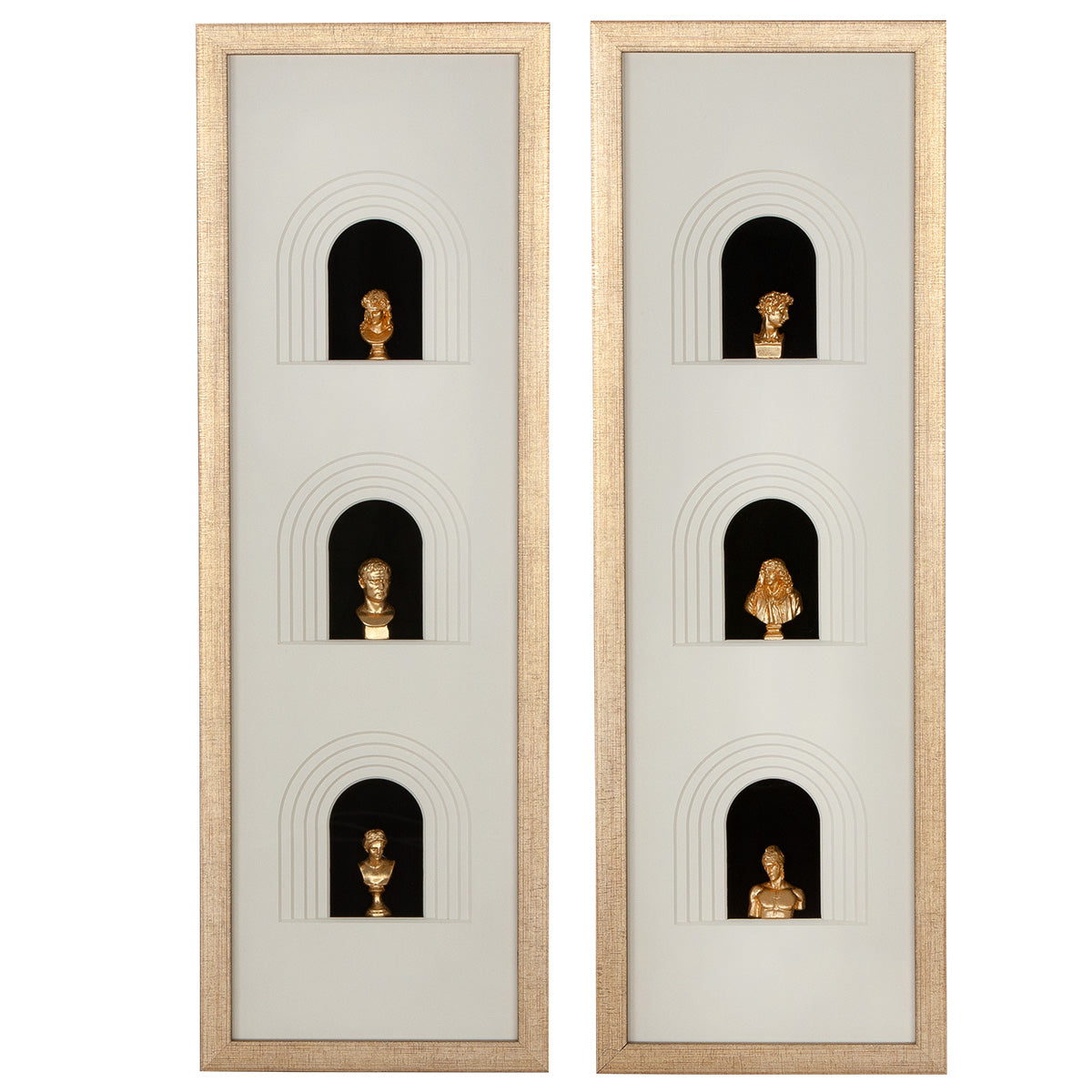 Design Wandbild „Ionic“ 90x30 cm – 3D Kunst mit goldenen Akzenten | CASA ROMANO