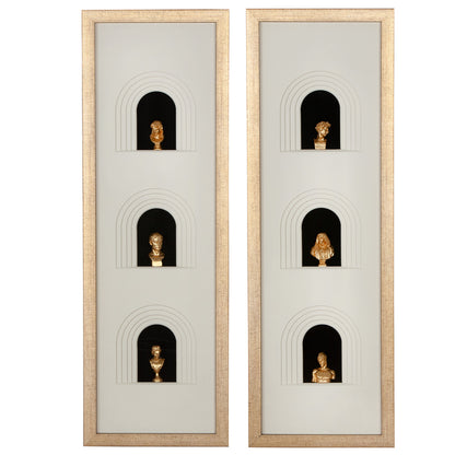 Design Wandbild „Ionic“ 90x30 cm – 3D Kunst mit goldenen Akzenten | CASA ROMANO
